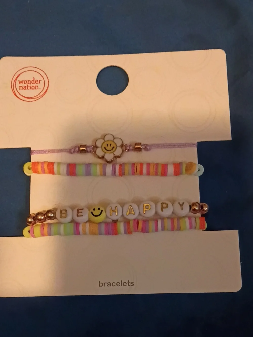 wonder nation Pink Multicolor 'Be Happy' Stackable Bracelet Set